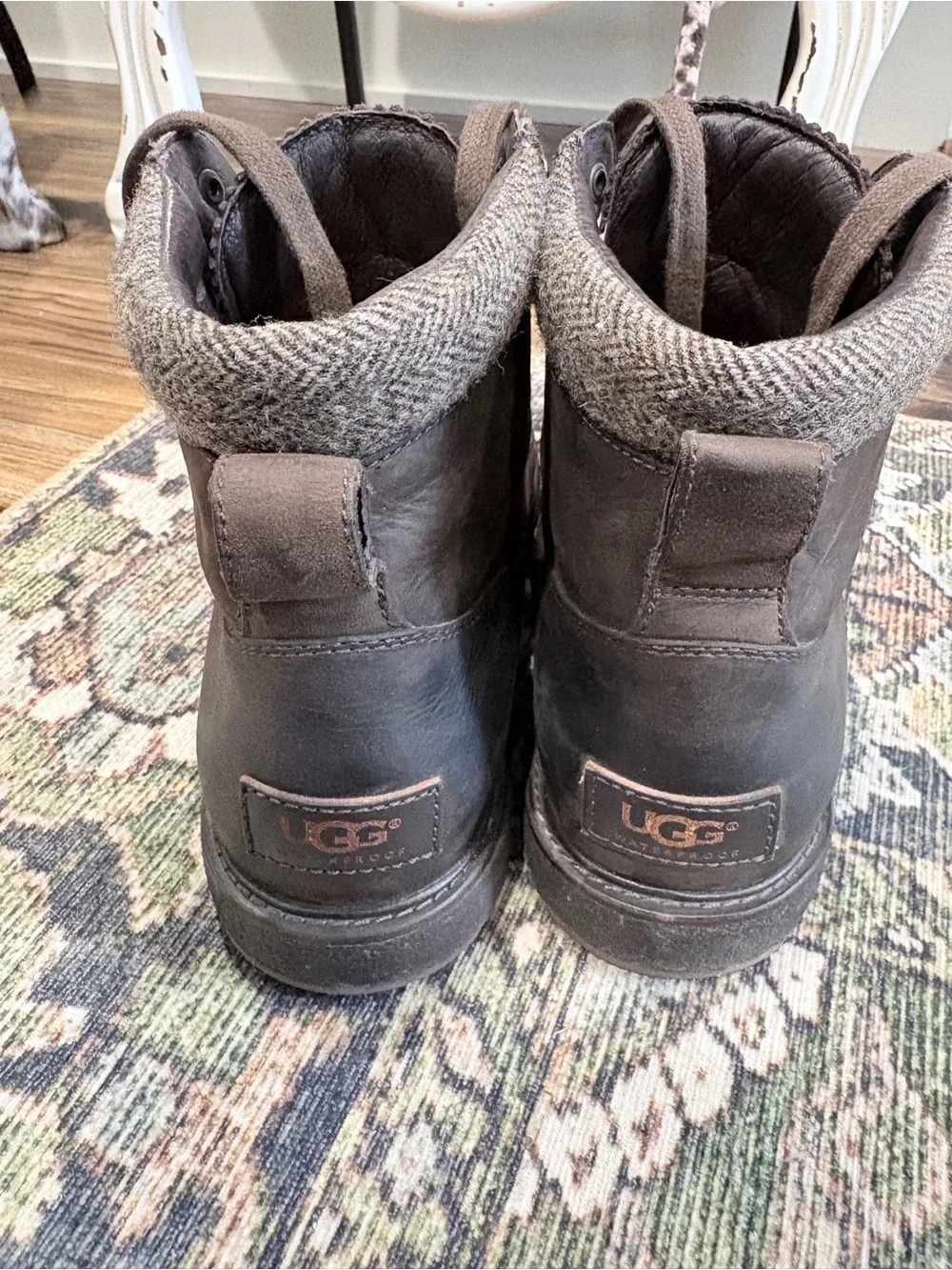 UGG Men's Dark Brown Leather Lace-Up Moc Toe Boots